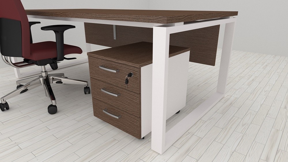 Cassettiera da ufficio con Rotelle OFFICE, L 42 x P 56 x H 51 cm (Rovere Tabacco)