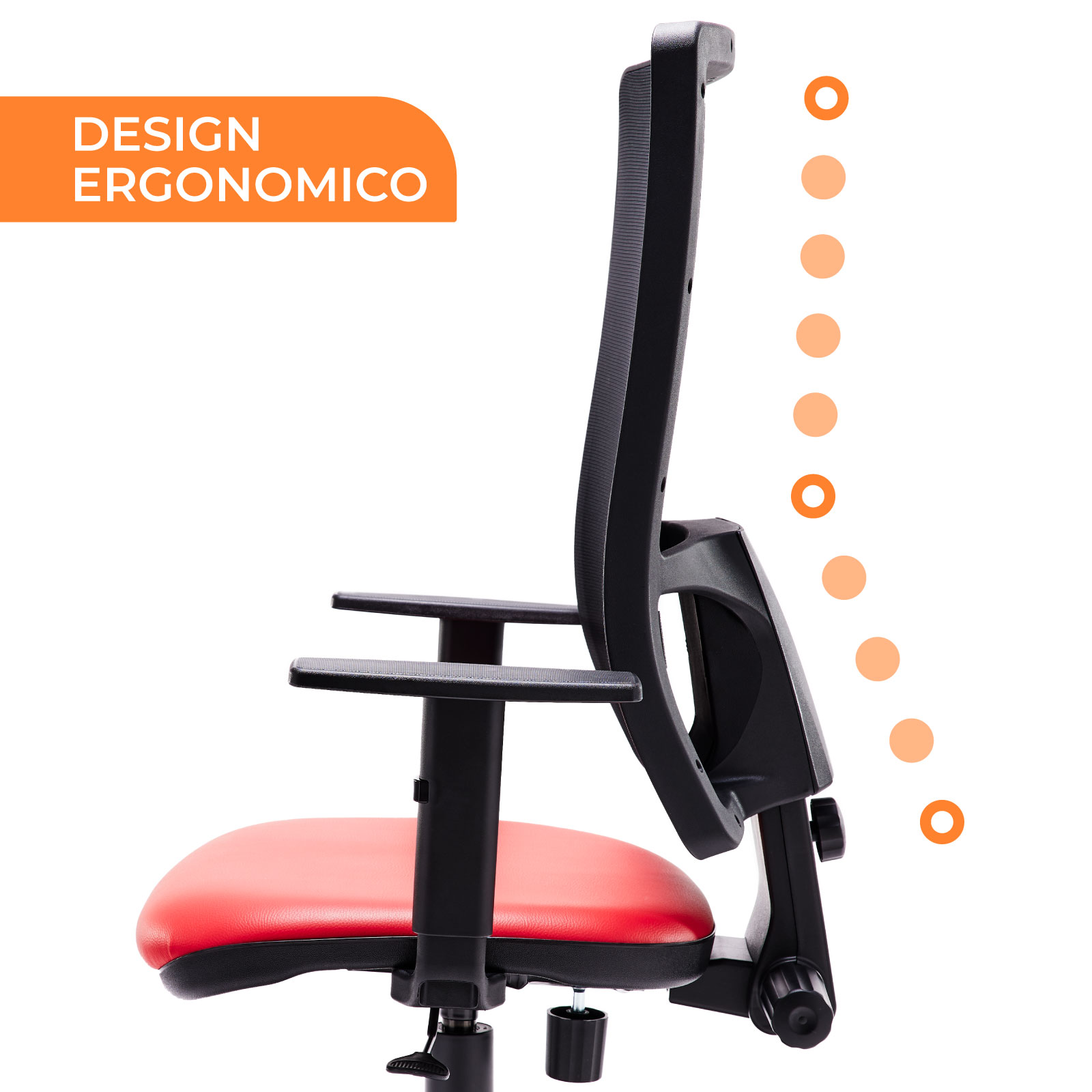 Sedia Ergonomica da Ufficio Ariston Rosso