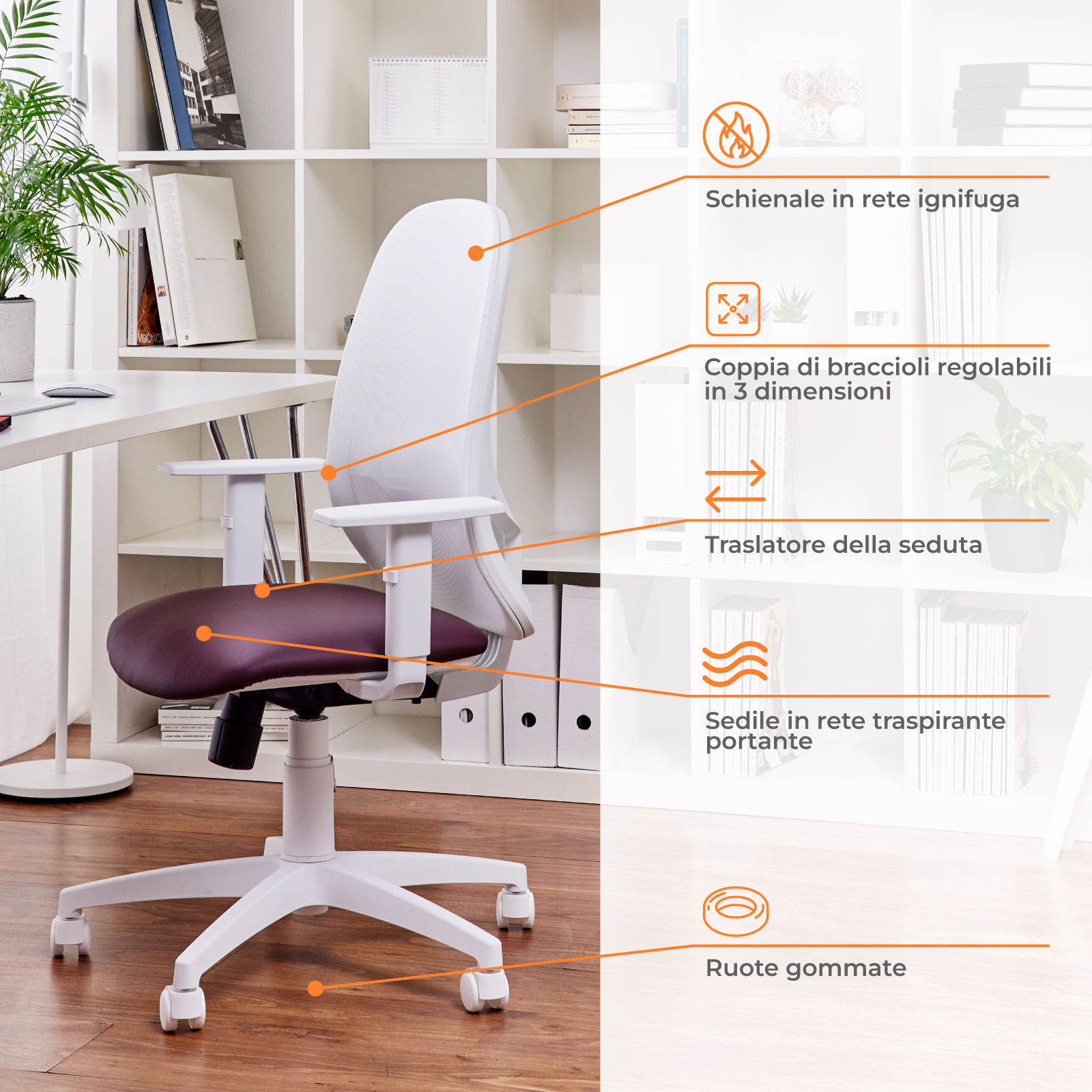 Sedia Ergonomica da Ufficio Myb Vinaccio