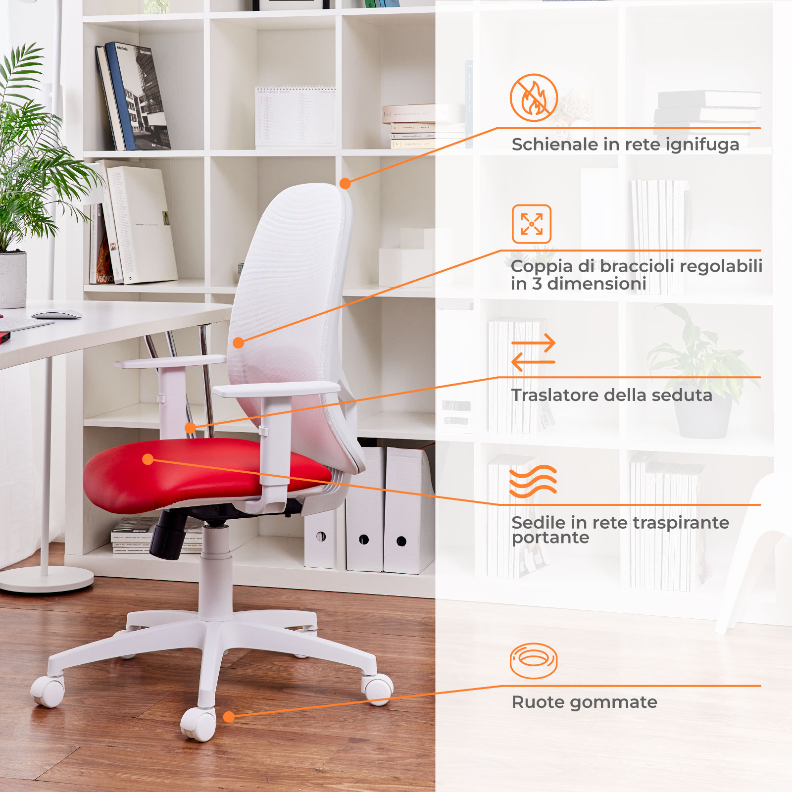 Sedia Ergonomica da Ufficio Myb Rosso